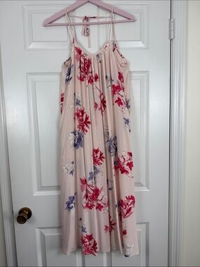 NWOT Easel Pink Floral Crepe Cottagecore Festival Sun Dress Small